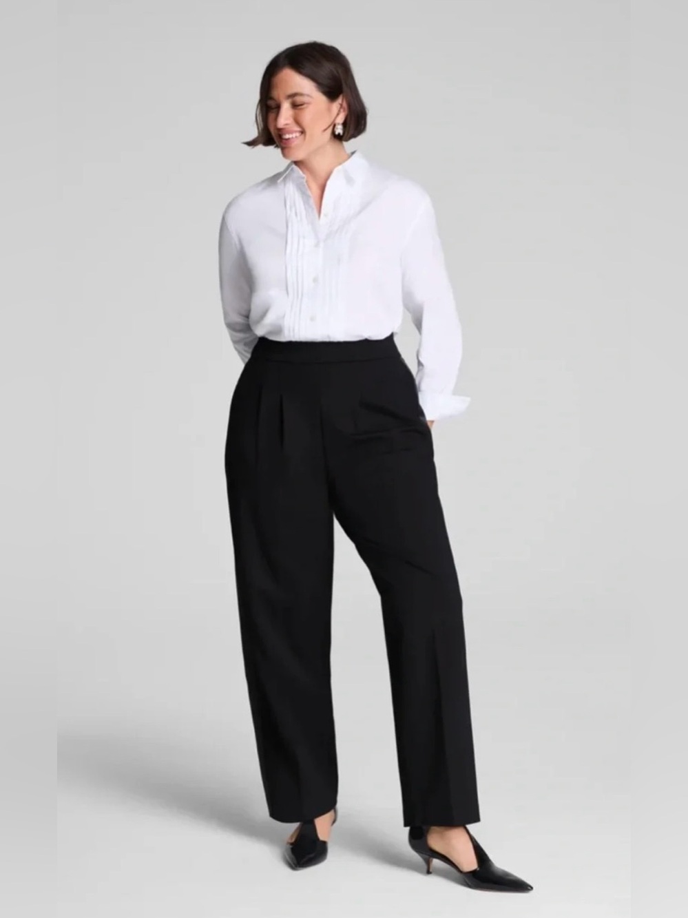 BNWT Spanx Ponte pleated barrel leg trouser M